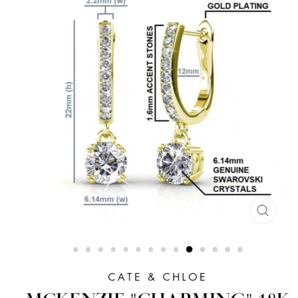 *Cate and Chloe* Mckenzie "charming" 18K white gold Swarovski drop earrings